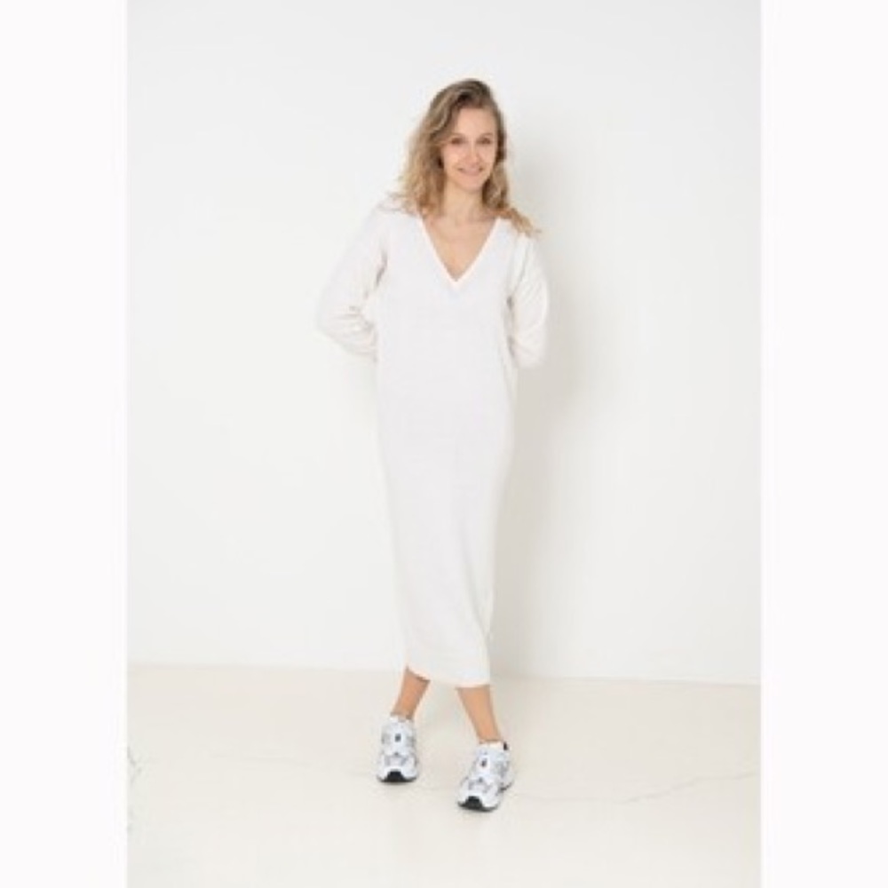Cream Salanida 100% Full Length Cashmere Sweater Dress Small (Size 4)